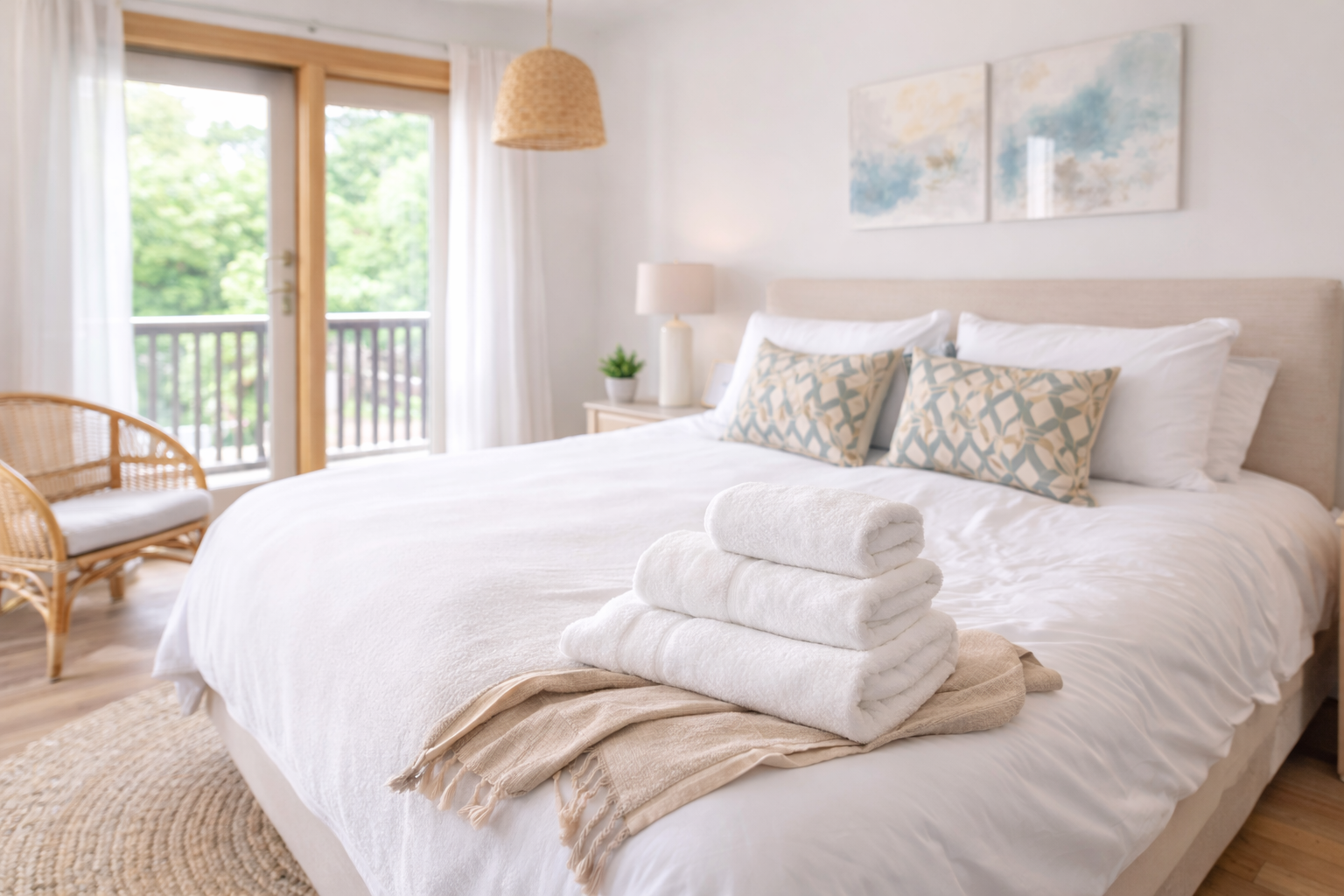 Airbnb or short-term rental turnover with fresh linens